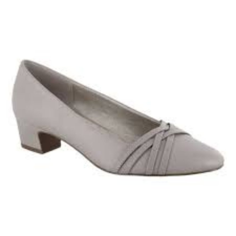 EASY STREET WALLIS WOMEN'S BLOCK‎ HEEL PUMPS/HEELS OATMEAL LINEN 7.5
